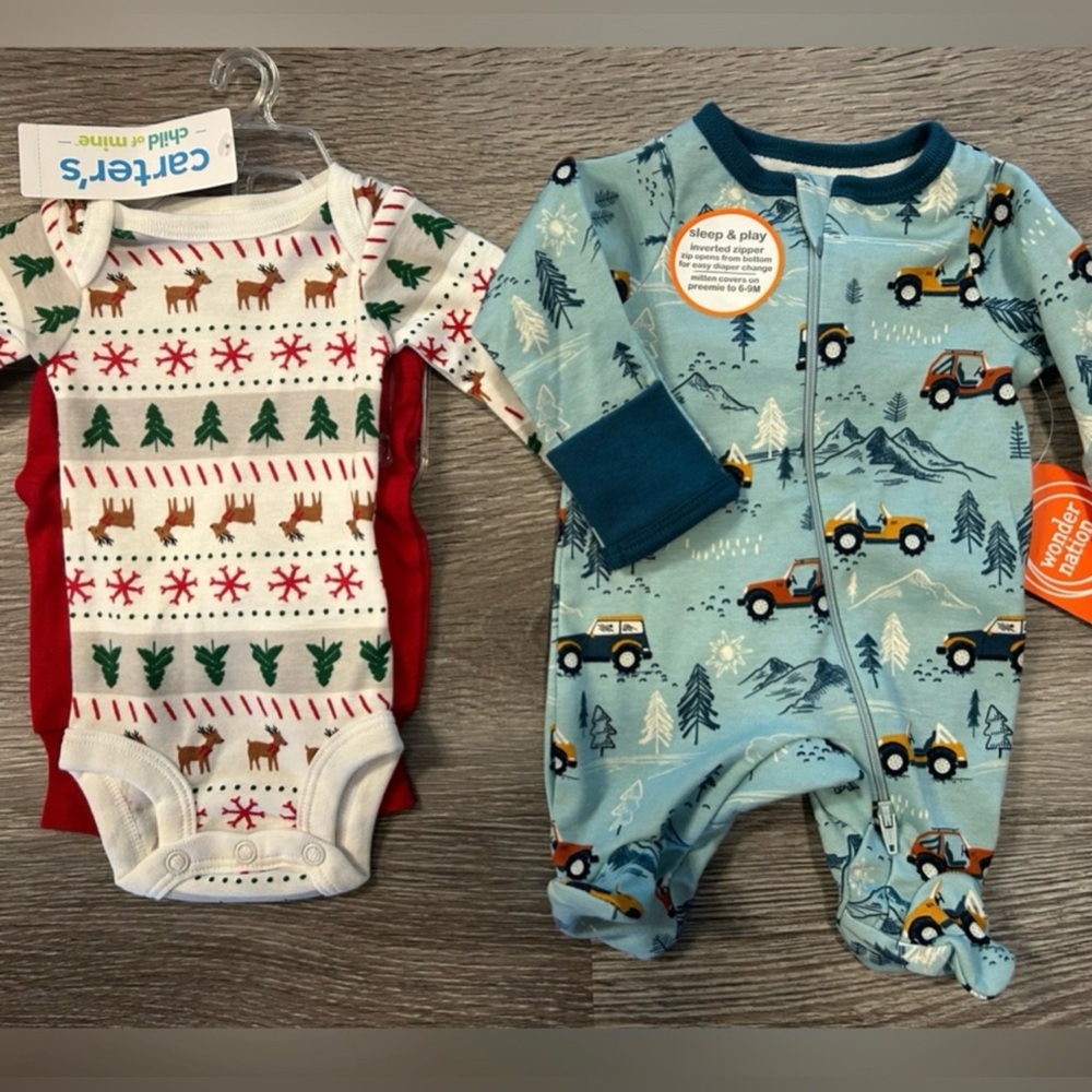 Carter's Festive and Adventure One Pieces preemie outfits NWT